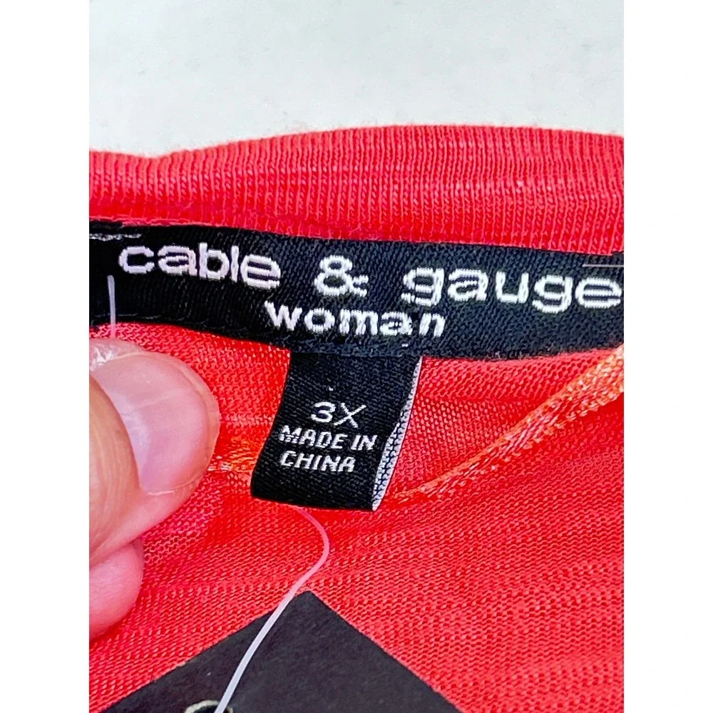 Cable & Gauge Tank Top Women 3X Coral Pink Sharkbite Hem Basic Sleeveless Slub